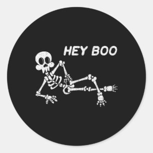 Hey Boo Halloween Shirt Niedlich Skeleton Funny Ha Runder Aufkleber