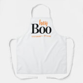 Hey Boo Halloween White Black Typografy Monogram Schürze (Vorderseite)
