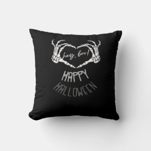 Hey, Boo! Happy Halloween Skeleton Hand Heart Clas Kissen