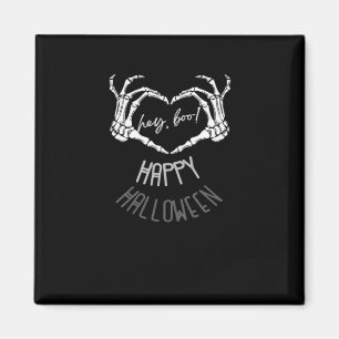 Hey, Boo! Happy Halloween Skeleton Hand Heart Clas Magnet