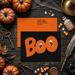 Hey Boo Hast du dich vor mir gefürchtet Typografie Postkarte