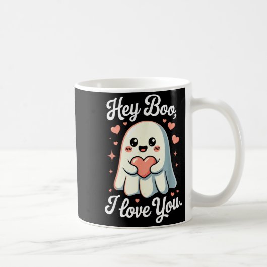 Hey Boo I Love You Cute Ghost Heart Valentine Coup Kaffeetasse (Rechts)