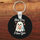 Hey Boo I Love You Cute Ghost Heart Valentine Coup Schlüsselanhänger (Vorderseite)