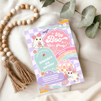 Hey Boo Lass uns Party Regenbogen Gruseliger Gebur Einladung