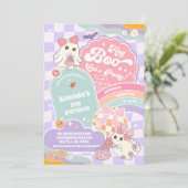 Hey Boo Lets Party Rainbow Spooky Birthday  Einladung (Stehend Vorderseite)