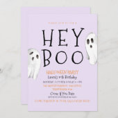 Hey Boo, Lila Ghost Halloween Einladung (Vorne/Hinten)