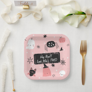 Hey Boo Look Wer ist zwei Niedliche Geburtstag Pap Pappteller