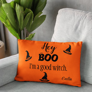 Hey Boo Name auf Orange Halloween Accent Pillow Dekokissen