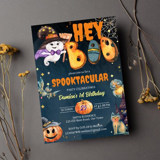 Hey, boo niedlich Ghost Halloween Geburtstagsparty Einladung