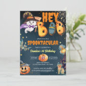 Hey, boo niedlich Ghost Halloween Geburtstagsparty Einladung (Stehend Vorderseite)