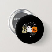 Hey Boo Niedlich Ghost Pumpkin Face Halloween Button (Vorne & Hinten)