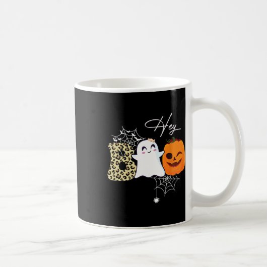 Hey Boo Niedlich Ghost Pumpkin Face Halloween Kaffeetasse (Rechts)