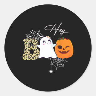 Hey Boo Niedlich Ghost Pumpkin Face Halloween Runder Aufkleber