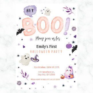 Hey Boo Niedlich Halloween Mädchen jedes Jahr einl Einladung