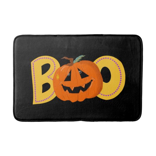 Hey Boo Niedlich Pumpkin Typografie Zeichne Kunst Badematte (Vorderseite)