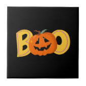 Hey Boo Niedlich Pumpkin Typografie Zeichne Kunst Fliese (Vorderseite)