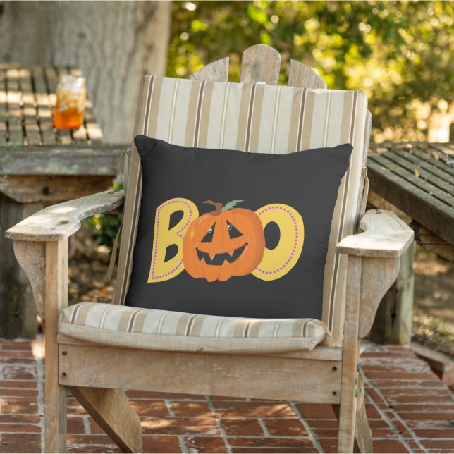 Hey Boo Niedlich Pumpkin Typografie Zeichne Kunst Kissen (Stuhl )