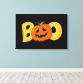 Hey Boo Niedlich Pumpkin Typografie Zeichne Kunst Leinwanddruck (Insitu (Holzboden))