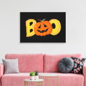 Hey Boo Niedlich Pumpkin Typografie Zeichne Kunst Leinwanddruck (Insitu (Wohnzimmer))
