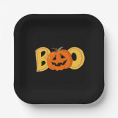 Hey Boo Niedlich Pumpkin Typografie Zeichne Kunst Pappteller (Vorderseite)