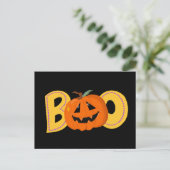 Hey Boo Niedlich Pumpkin Typografie Zeichne Kunst Postkarte (Stehend Vorderseite)