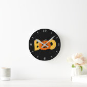 Hey Boo Niedlich Pumpkin Typografie Zeichne Kunst Runde Wanduhr (Zuhause)