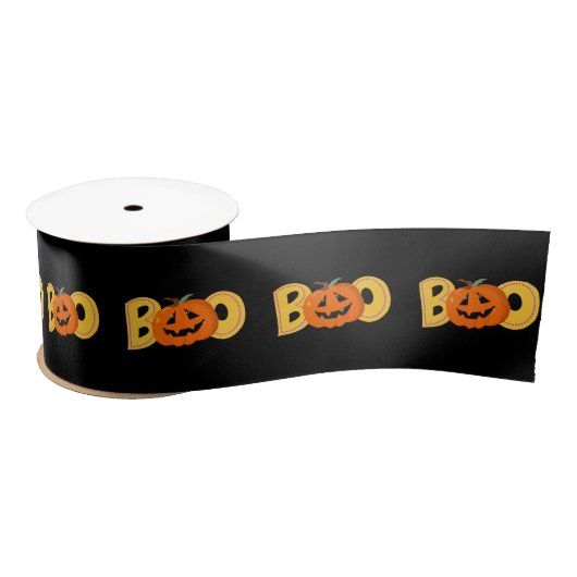 Hey Boo Niedlich Pumpkin Typografie Zeichne Kunst Satinband (Spule)