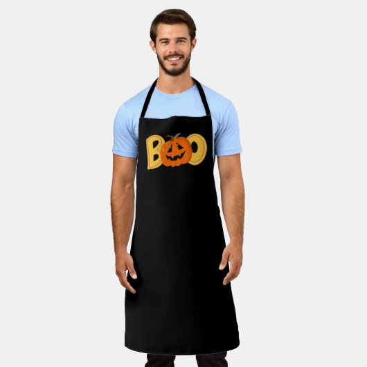Hey Boo Niedlich Pumpkin Typografie Zeichne Kunst Schürze (Getragen)