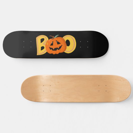 Hey Boo Niedlich Pumpkin Typografie Zeichne Kunst Skateboard (Horizontal)