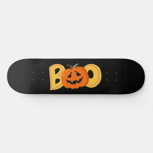 Hey Boo Niedlich Pumpkin Typografie Zeichne Kunst Skateboard (Horizontal)