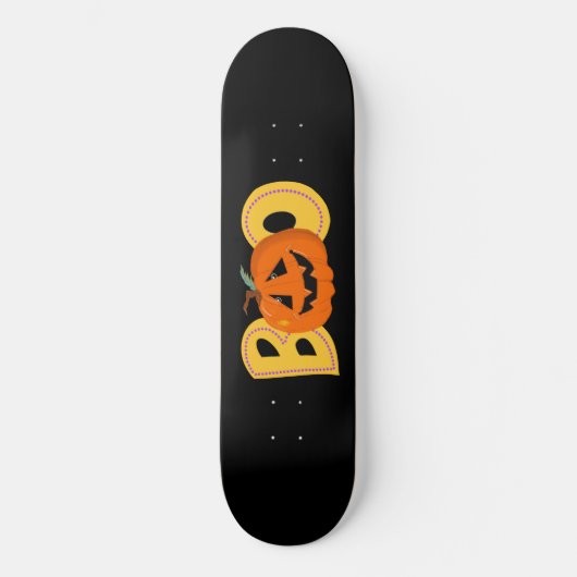 Hey Boo Niedlich Pumpkin Typografie Zeichne Kunst Skateboard (Vorderseite)