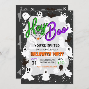 Hey Boo Niedlich Spooky Ghost Halloween-Party Einladung