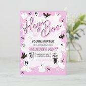Hey Boo Niedlich Spooky Ghost Halloween-Party Einladung (Stehend Vorderseite)