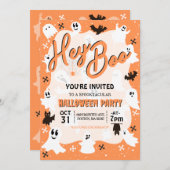 Hey Boo Niedlich Spooky Ghost Halloween-Party Einladung (Vorne/Hinten)