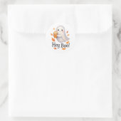 Hey Boo! - Niedliche KI-Generierte Ghost Pumpkin L Runder Aufkleber (Tasche)