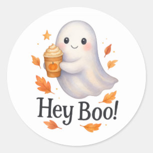 Hey Boo! - Niedliche KI-Generierte Ghost Pumpkin L Runder Aufkleber