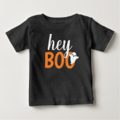 Hey Boo Orange Black Funny Halloween Ghost Baby T-shirt (Vorderseite)