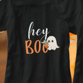 Hey Boo Orange Black Funny Halloween Ghost T-Shirt