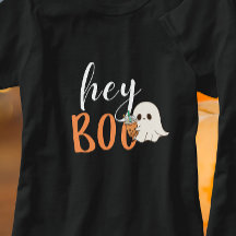 Hey Boo Orange Black Funny Halloween Ghost