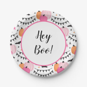 Hey Boo Paper Tellers Pink Halloween-Party Pappteller