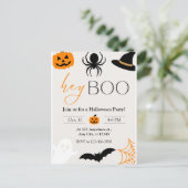 Hey Boo Party Einladung Postkarte (Stehend Vorderseite)