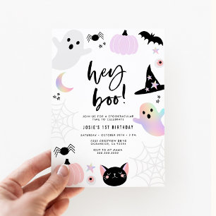 Hey Boo Pastel Halloween Geburtstagseinladung Einladung