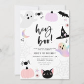 Hey Boo Pastel Halloween Geburtstagseinladung Einladung (Vorderseite)