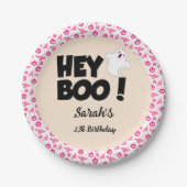 Hey Boo Pink Halloween Ghost Birthday party Pappteller (Vorderseite)