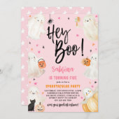 Hey Boo Pink Halloween Spooktacular Girl Geburtsta Einladung (Vorne/Hinten)