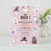 Hey Boo! Pink Lilac Halloween Ghost Girl Geburtsta Einladung (Stehend Vorderseite)