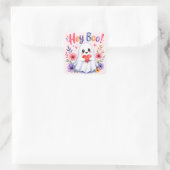Hey Boo Quadratischer Aufkleber (Tasche)