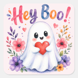 Hey Boo Quadratischer Aufkleber