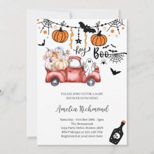 hey boo Red Pumpkin Lieferwagen Truck Baby Shower Einladung