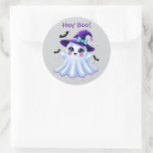 Hey Boo! Runder Aufkleber (Tasche)